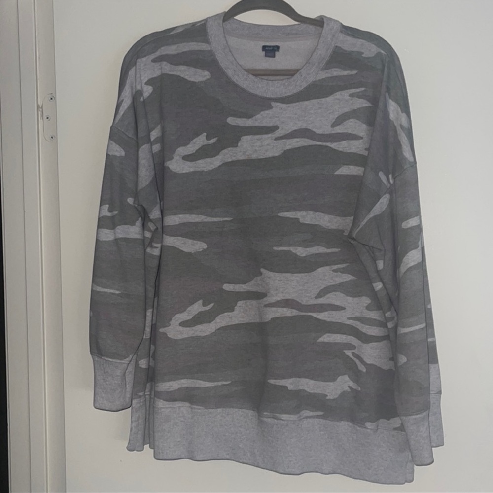 aerie Gray Camo Long Sleeve Sweater